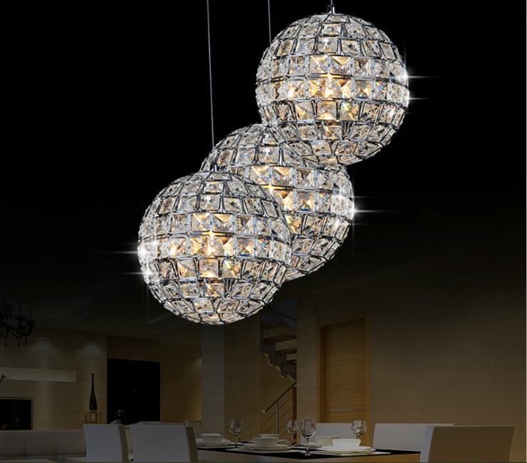 d200mm 1l and 3lights,e14 luminaire modern led crystal ceiling light lamp for living room bedroom home lighting