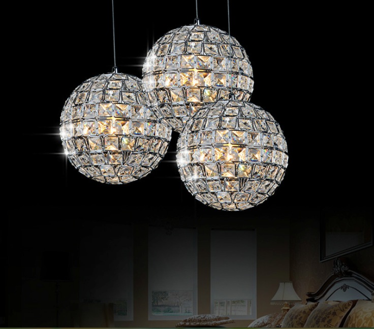 d200mm 1l and 3lights,e14 luminaire modern led crystal ceiling light lamp for living room bedroom home lighting