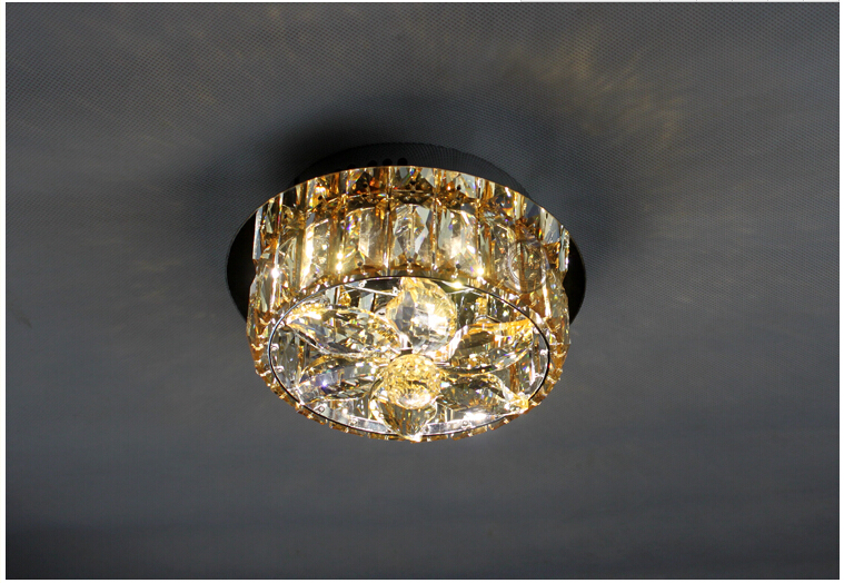 d200mm modern led ceiling lamp flush mount k9 crystal ceiling lights 90-265v 9w hallway bed room foyer light