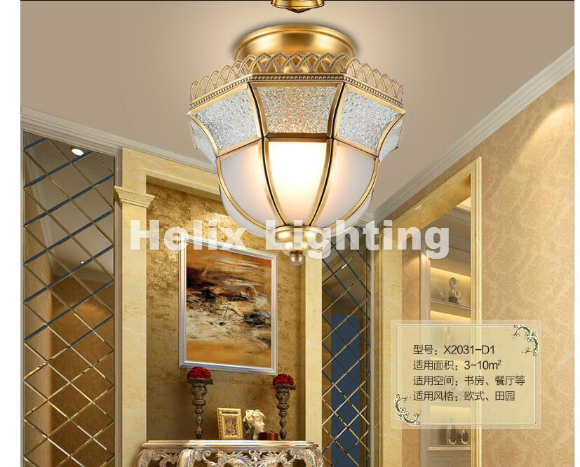 d24cm bronze american countryside style wrought iron led ac ceiling light cloth art asile lamp bedroom decoration lamp ship