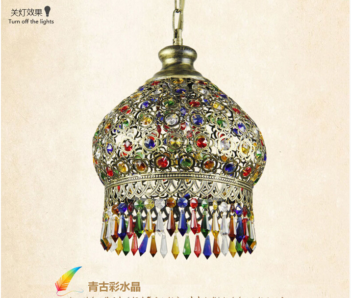 d250mm crystal pendant lamps lighting, 1 head bohemian iron bar pendant light colorful crystal pendant light