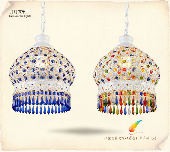 d250mm crystal pendant lamps lighting, 1 head bohemian iron bar pendant light colorful crystal pendant light