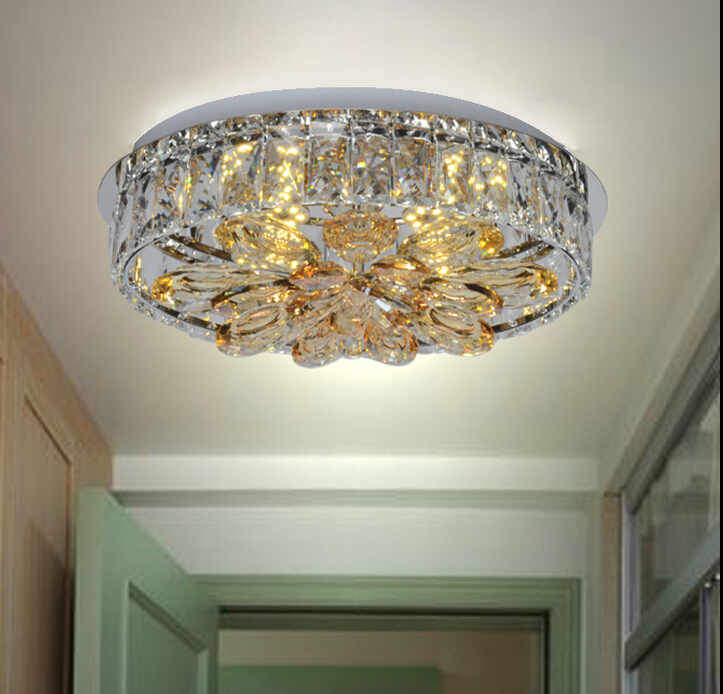 d340mm 18w led crystal ceiling light fixture chrome led ceiling light lighting lamp flush mount ac guaranteed