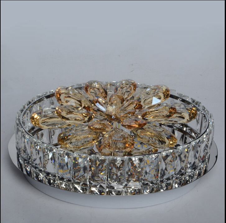 d340mm 18w led crystal ceiling light fixture chrome led ceiling light lighting lamp flush mount ac guaranteed