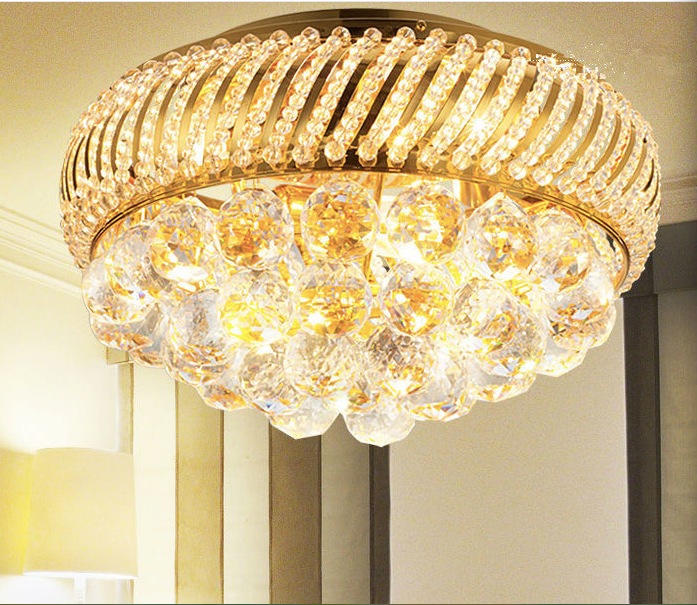 d350mm k9 crystal ceiling light fixture gold ceiling light lighting lamp flush mount guaranteed ac