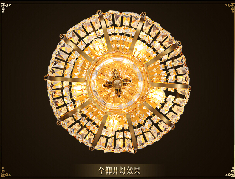 d450mm modern simple copper bronze best k9 crystal ceiling lamp european american style brass ceiling lamp