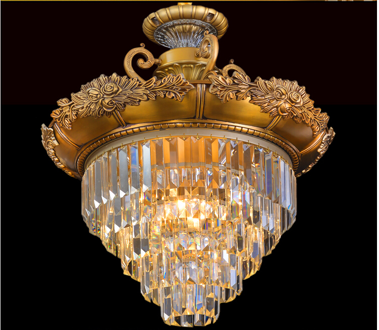 d470mm h630mm brass color crystal chandelier lamp crystal lustre bronze light fixture villa cristal lighting ac