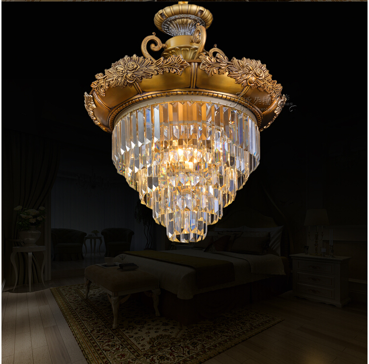 d470mm h630mm brass color crystal chandelier lamp crystal lustre bronze light fixture villa cristal lighting ac