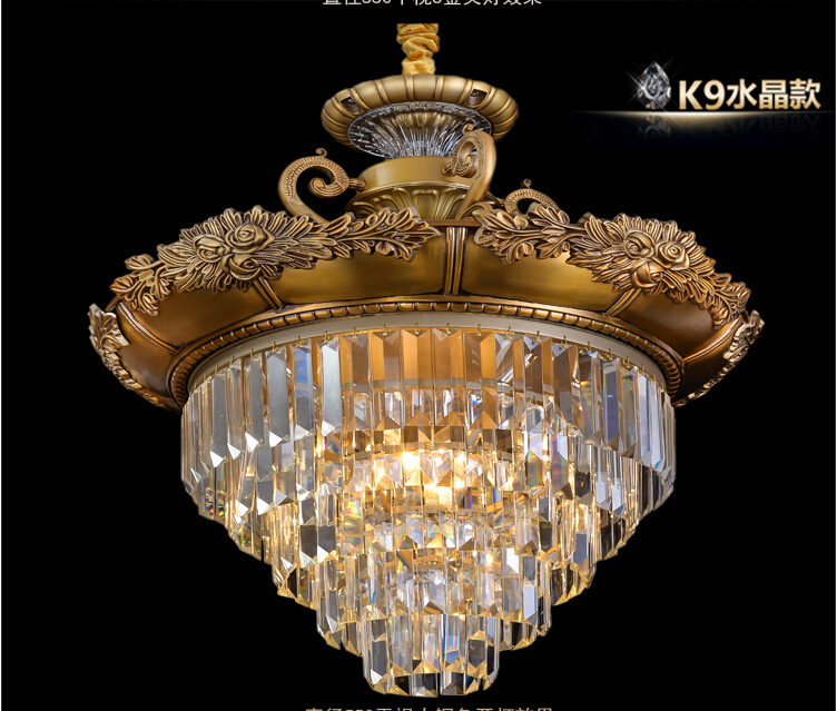 d470mm h630mm brass color crystal chandelier lamp crystal lustre bronze light fixture villa cristal lighting ac