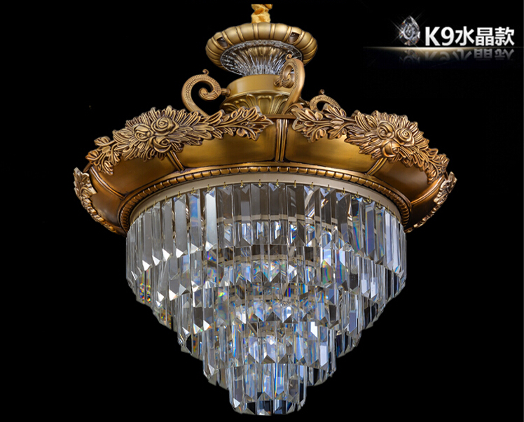 d470mm h630mm brass color crystal chandelier lamp crystal lustre bronze light fixture villa cristal lighting ac