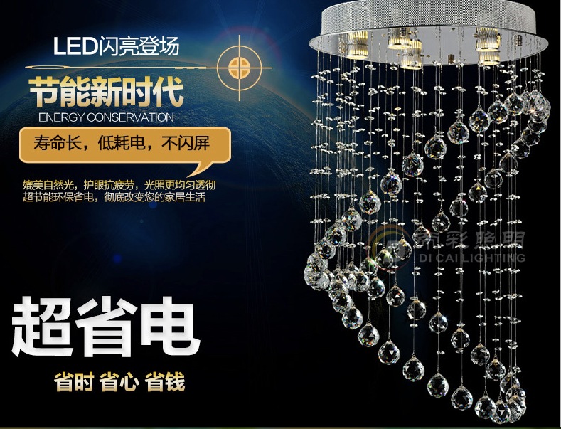 d500mm led ceiling lamp k9 crystal chandelier light fixture crystal lamp stair lighting ac guaranteed