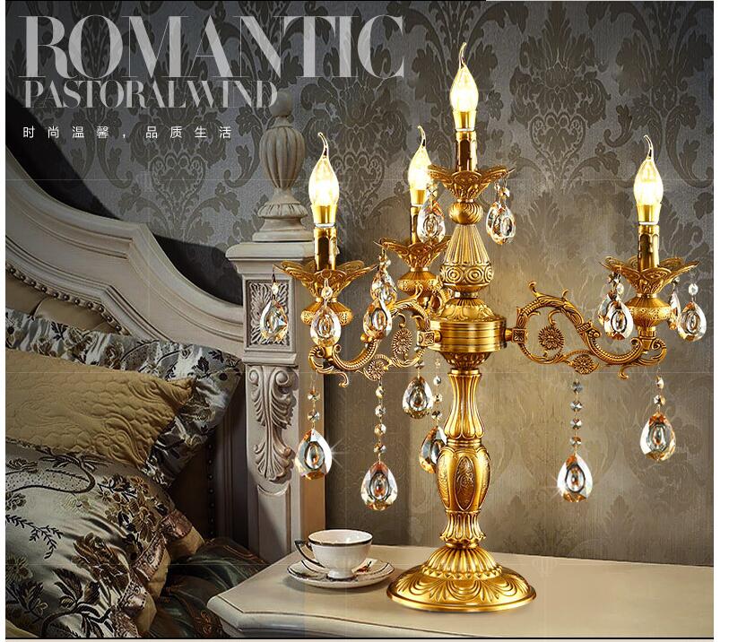 d51cm golden luxury led crystal table lamp european style bedroom bedside lighting fixture lamp ac guaranteed