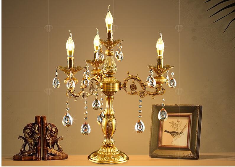 d51cm golden luxury led crystal table lamp european style bedroom bedside lighting fixture lamp ac guaranteed