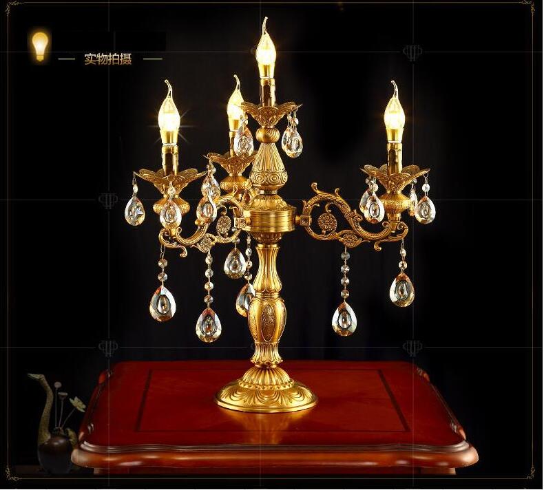 d51cm golden luxury led crystal table lamp european style bedroom bedside lighting fixture lamp ac guaranteed