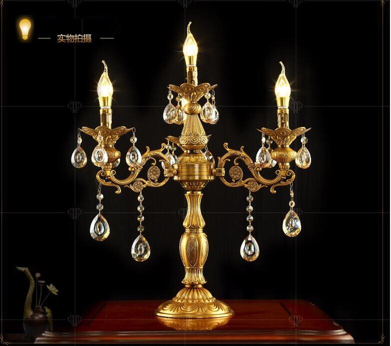 d51cm golden luxury led crystal table lamp european style bedroom bedside lighting fixture lamp ac guaranteed