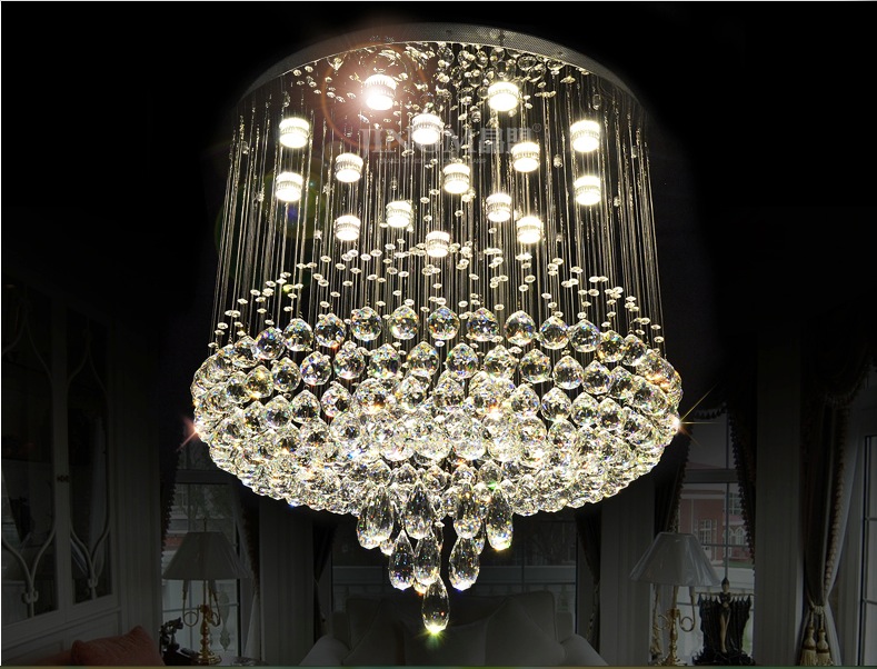 d600mm h700mm modern k9 crystal ball style k9 crystal chandelier large led clear crystal pendant lamps ac guaranteed