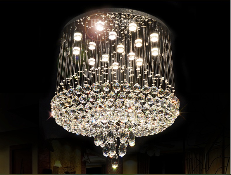 d600mm h700mm modern k9 crystal ball style k9 crystal chandelier large led clear crystal pendant lamps ac guaranteed