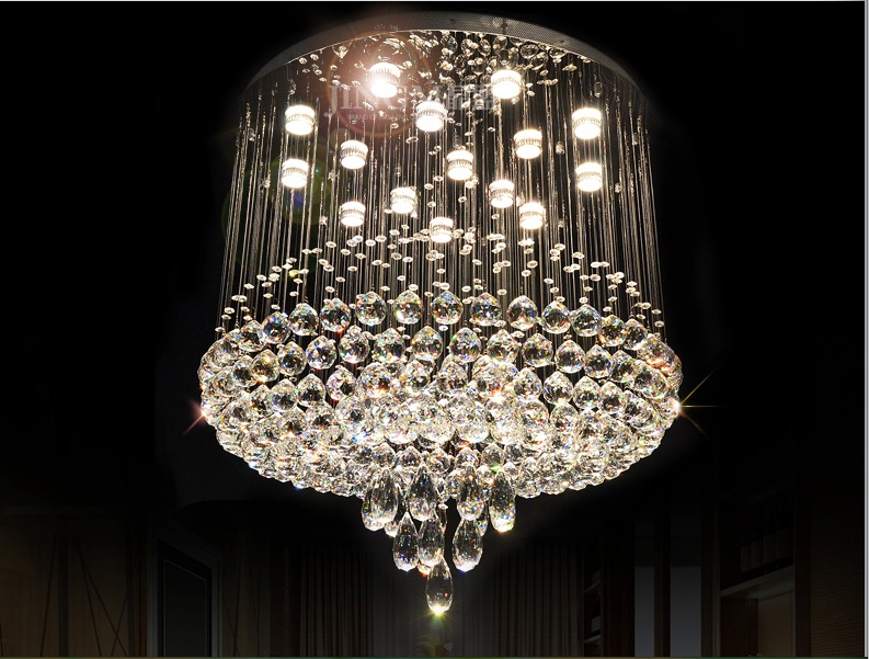 d600mm h700mm modern k9 crystal ball style k9 crystal chandelier large led clear crystal pendant lamps ac guaranteed