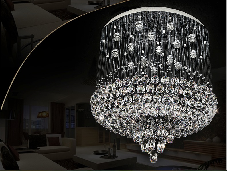 d600mm h700mm modern k9 crystal ball style k9 crystal chandelier large led clear crystal pendant lamps ac guaranteed