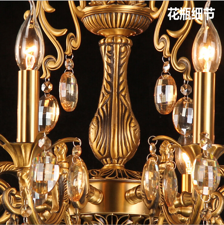 d800mm h700mm 10heads brass pendant lamp, antique brass chandelier, vintage total copper glass ac guaranteed