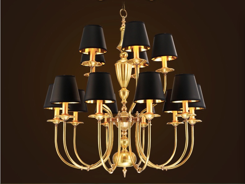 d820mm 15l brass pendant chandelier lights copper lamp copper brass chandelier light luxury antique copper chandelier light