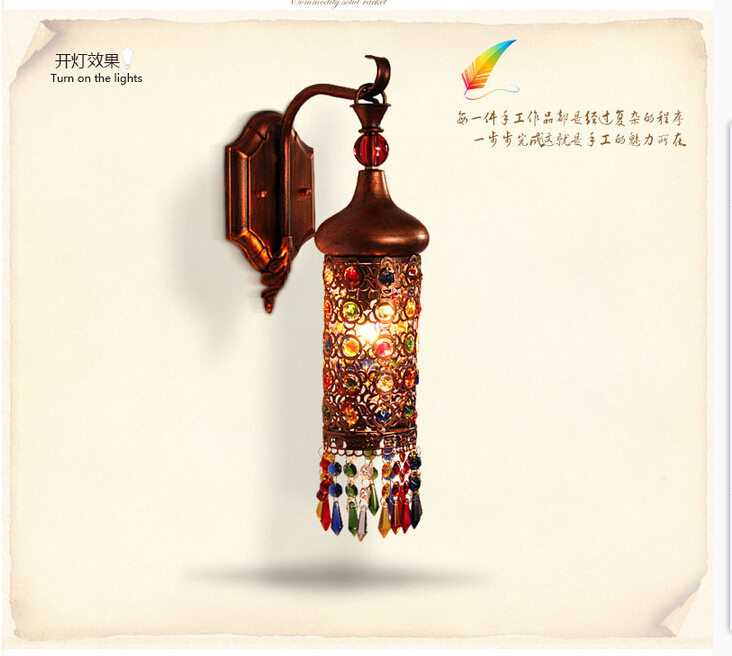 d90mm h400mmtiffany wall lamp european bedroom lamp color crystal sconce lams luminaria e27 110-240v ac guaranteed