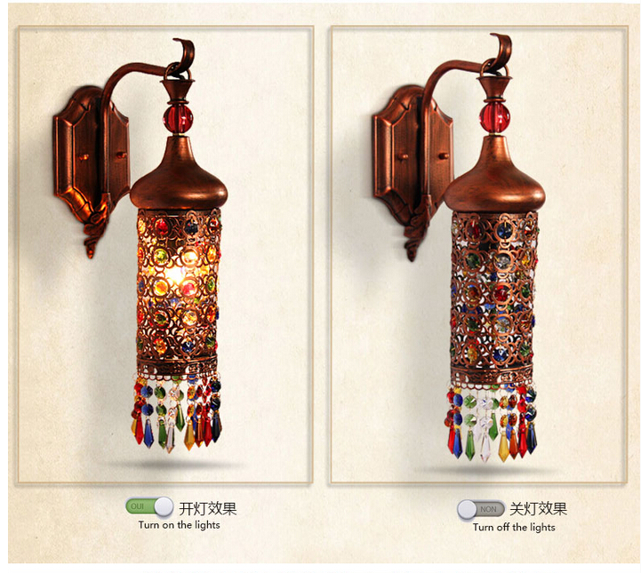 d90mm h400mmtiffany wall lamp european bedroom lamp color crystal sconce lams luminaria e27 110-240v ac guaranteed