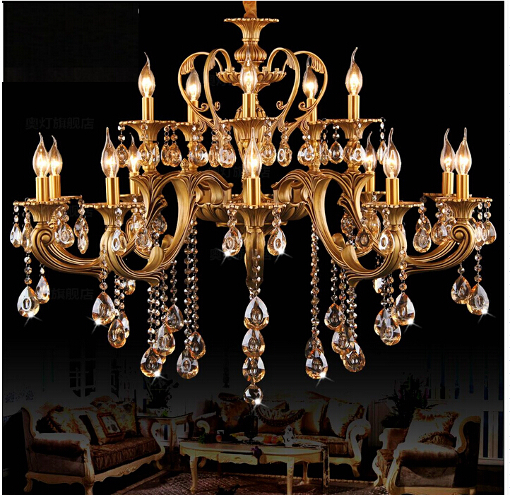 d950mm brass gold crystal chandeliers luxury el chandelier lamp lighting fixture ac 15l/18l guaranteed