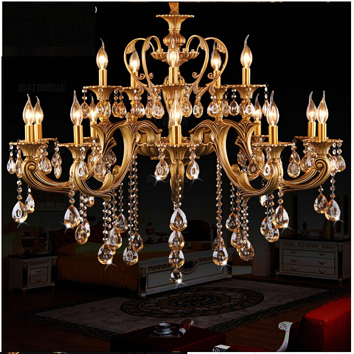 d950mm brass gold crystal chandeliers luxury el chandelier lamp lighting fixture ac 15l/18l guaranteed