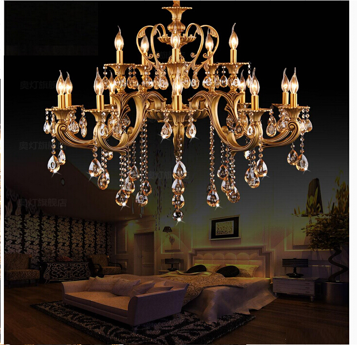 d950mm brass gold crystal chandeliers luxury el chandelier lamp lighting fixture ac 15l/18l guaranteed