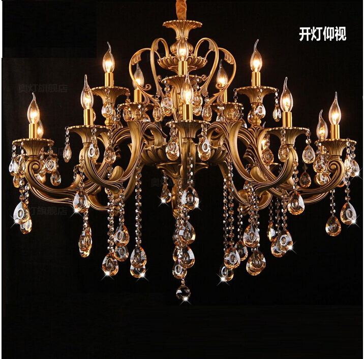 d950mm brass gold crystal chandeliers luxury el chandelier lamp lighting fixture ac 15l/18l guaranteed