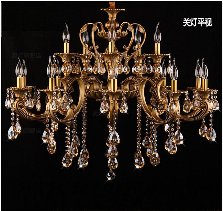 d950mm brass gold crystal chandeliers luxury el chandelier lamp lighting fixture ac 15l/18l guaranteed