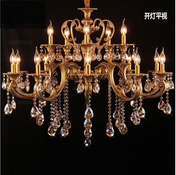 d950mm brass gold crystal chandeliers luxury el chandelier lamp lighting fixture ac 15l/18l guaranteed