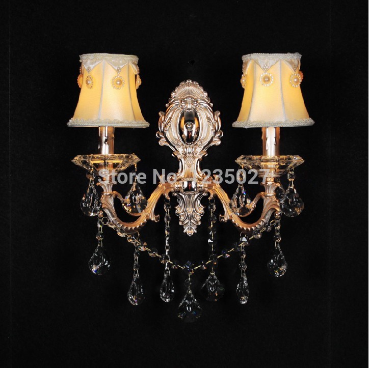 double head crystal decoration gold alloy single side e14 candle wall mounted indoor crystal wall lamps lighting