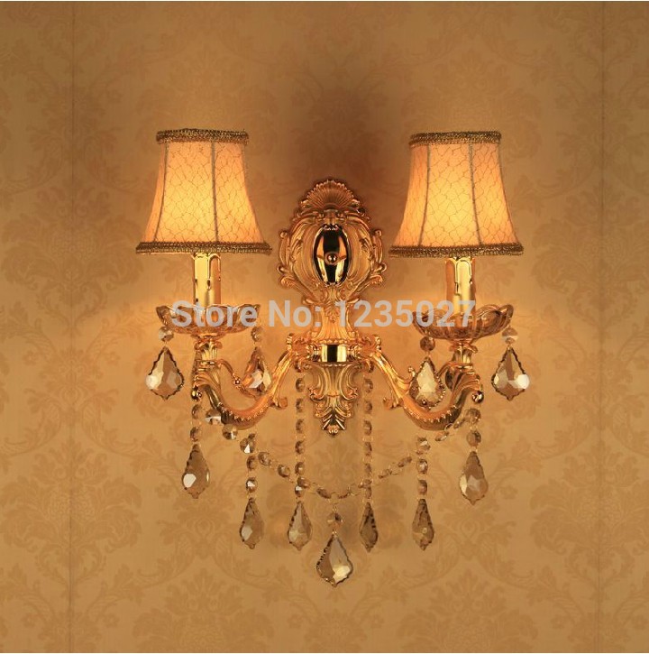 double head crystal decoration gold alloy single side e14 candle wall mounted indoor crystal wall lamps lighting