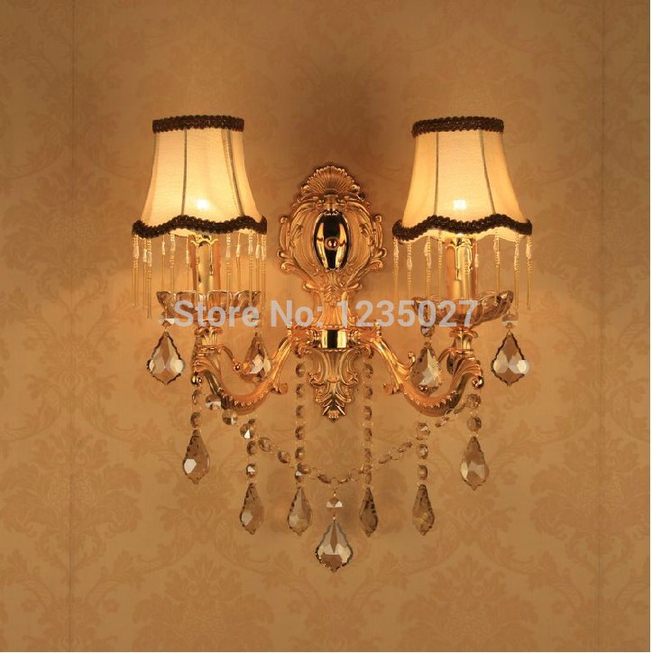 double head crystal decoration gold alloy single side e14 candle wall mounted indoor crystal wall lamps lighting