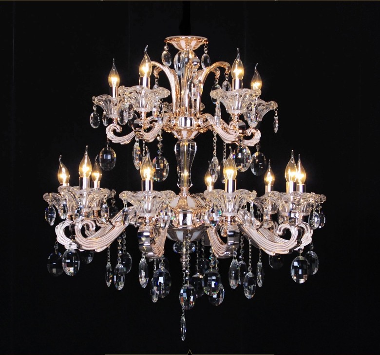 elegant 10+5-light fabric crystal chandelier sy4024/10+5l d860mm h800mm shades included