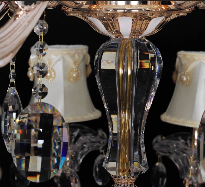 elegant 10+5-light fabric crystal chandelier sy4024/10+5l d860mm h800mm shades included