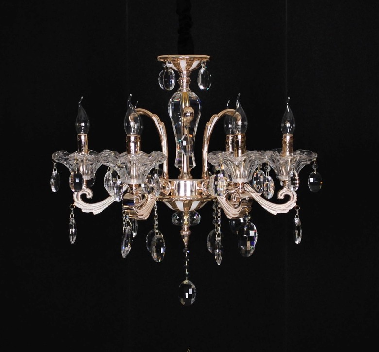 elegant 6-light fabric crystal chandelier sy4024/6l d660mm h600mm shades included