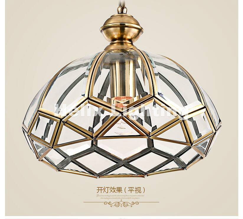 europe retro copper frosted glass foyer e27 led ceiling light lustre electroplated brass lights bedroom loft lamp