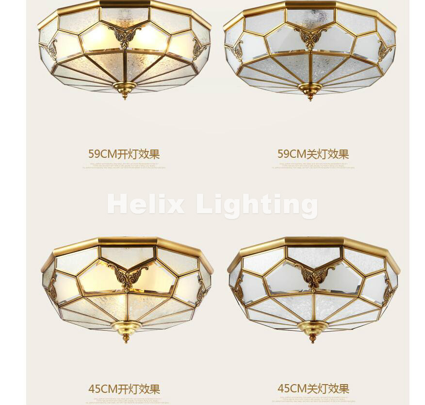 europe retro copper frosted glass foyer e27 led ceiling light lustre electroplated brass lights bedroom loft lamp