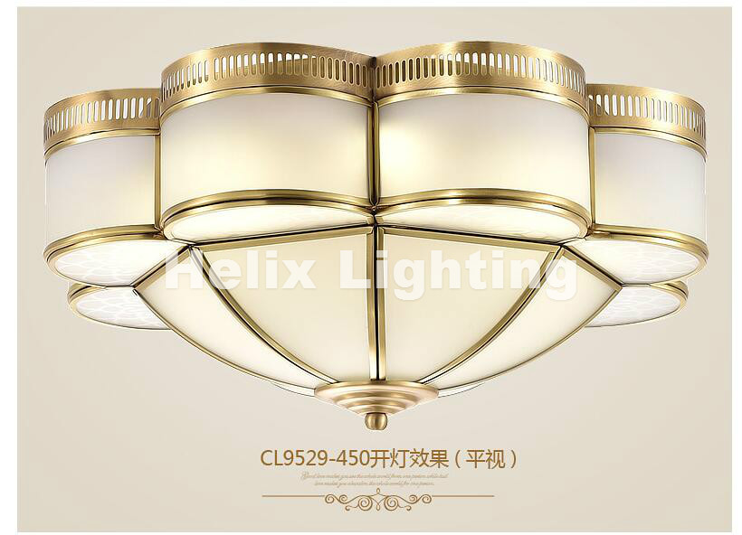 europe retro copper frosted glass foyer led ceiling light lustre electroplated brass ac lights bedroom loft lights