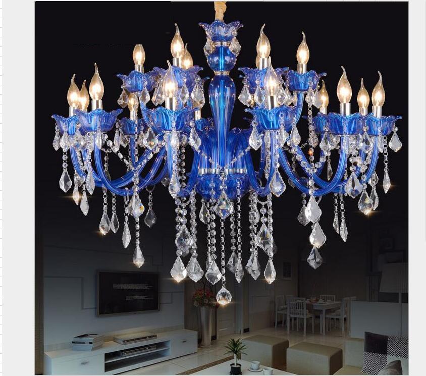 european blue crystal chandelier chandelier lustres de cristal decoration modern clear crystal ac chandelier home lighting