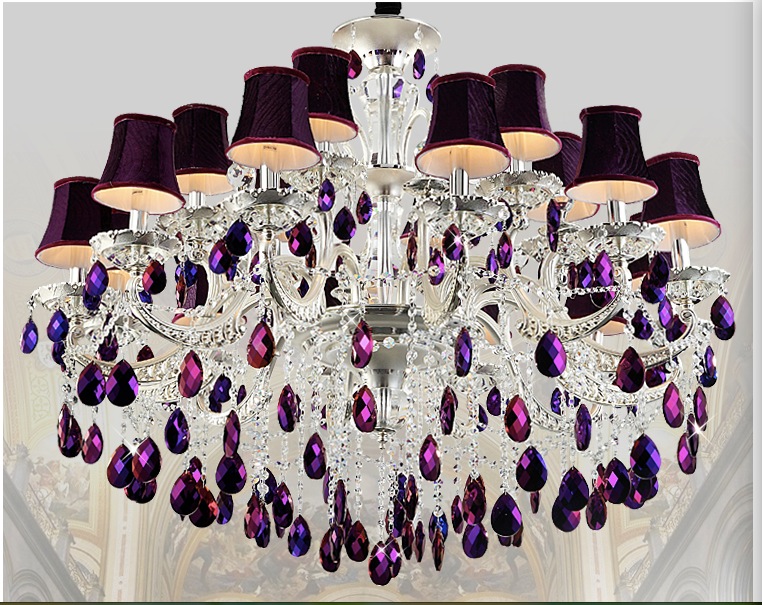 factory direct selling modern purple crystal pendant lamp ceiling lamp chandelier dining room lighting shdes included