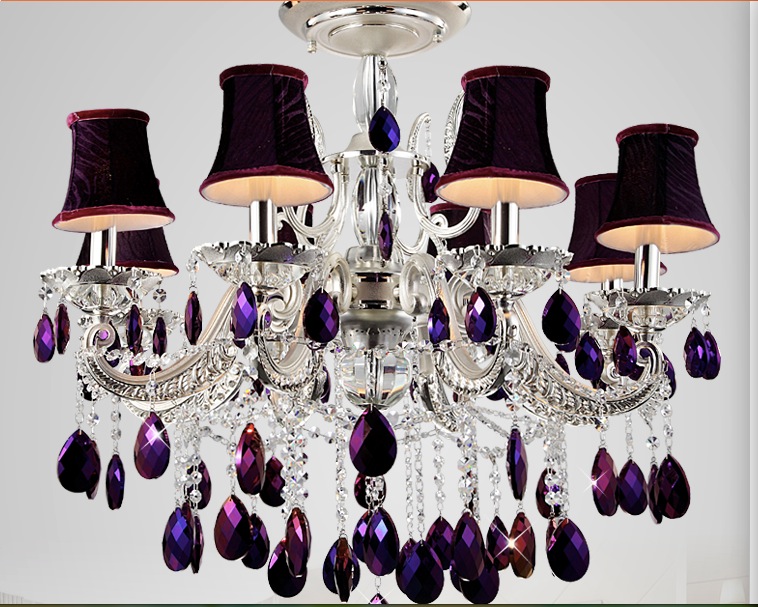 factory direct selling modern purple crystal pendant lamp ceiling lamp chandelier dining room lighting shdes included