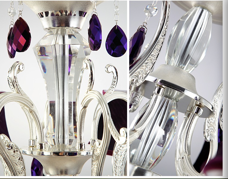 factory direct selling modern purple crystal pendant lamp ceiling lamp chandelier dining room lighting shdes included