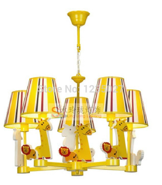 fast cartoon giraffe children chandelier/ 5l d550mm/yellow lion chandelier cartoon children bedroom study chandelier