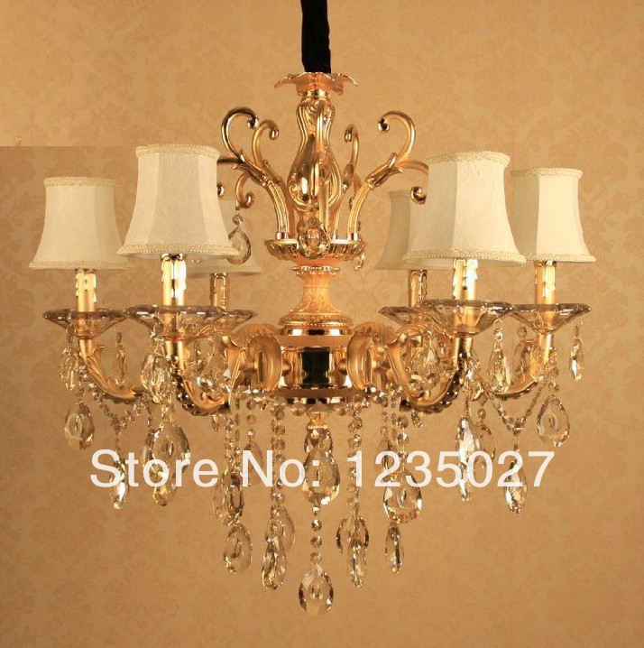 fast classic golden crystal pendant lamp, crystal light, lighting fixture with crystals sy4017/6l d680mm h650mm