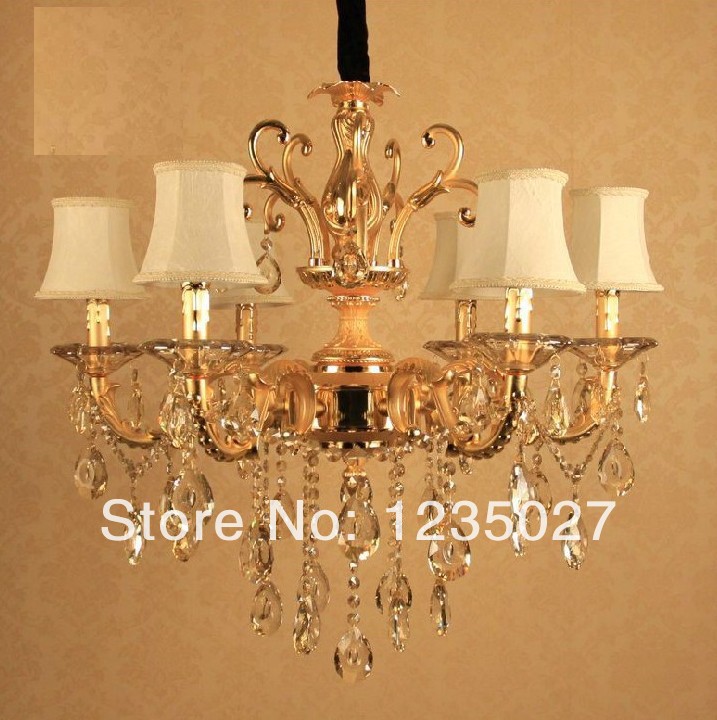 fast classic golden crystal pendant lamp, crystal light, lighting fixture with crystals sy4017/6l d680mm h650mm