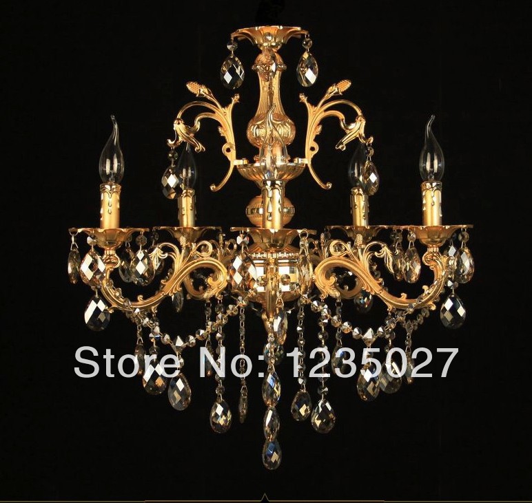 fast classic metal crystal chandelier golden color silver crystal chandelier pendant lamp sy4015/5l